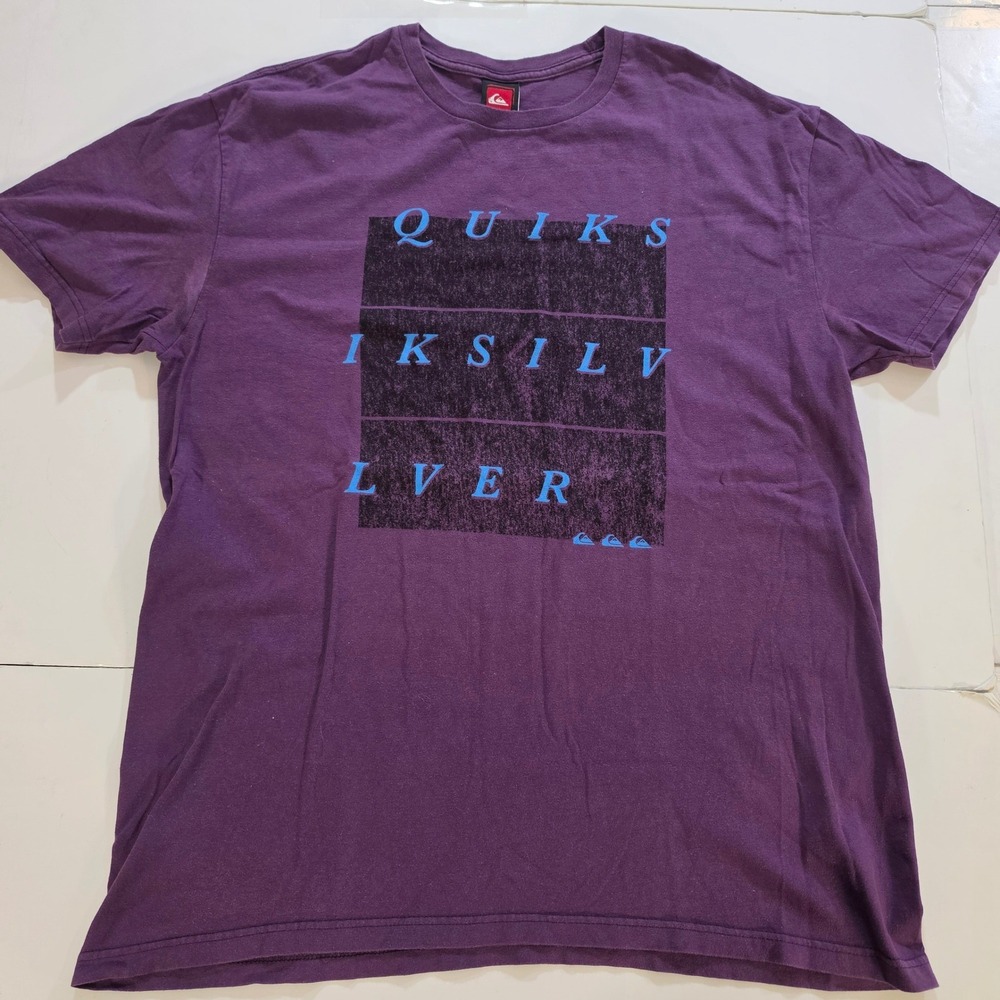 Quiksilver Mens Graphic T-Shirt Purple Short Sleeve Cotton Crew Neck XL